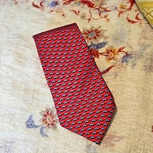 Cerruti 1881 Paris Silk Neck Tie Red Black Blue EUC
